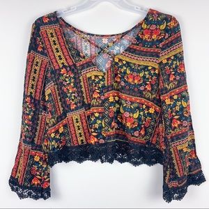H&M Coachella Floral Laced Boho Crop Top